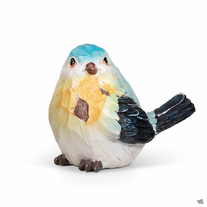 Resin Bird Figurine Blue 9 inch
