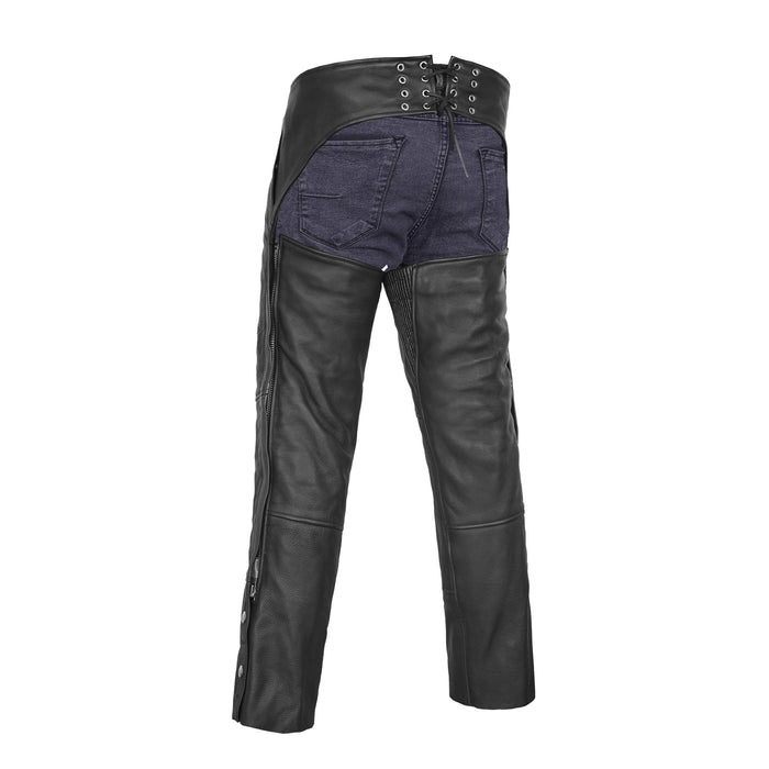Rider Shield Black leather motorcycle chaps - Black