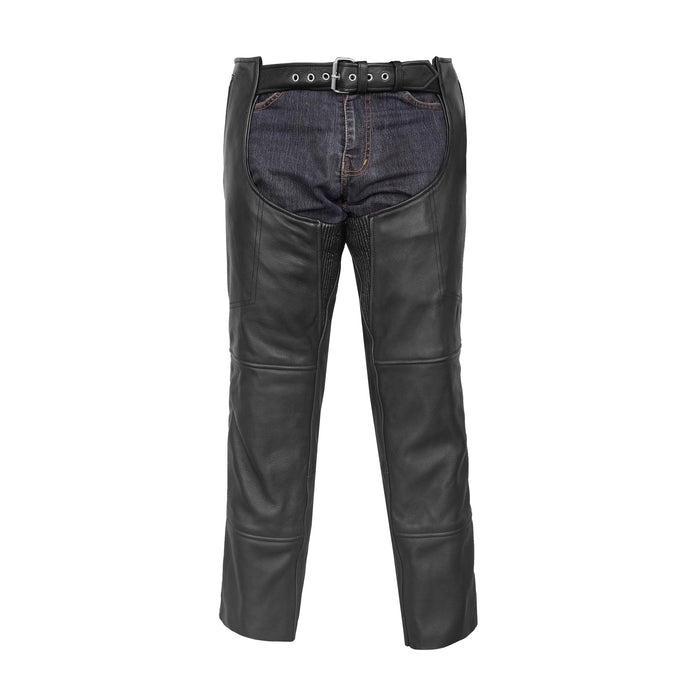 Rider Shield Black leather motorcycle chaps - Black