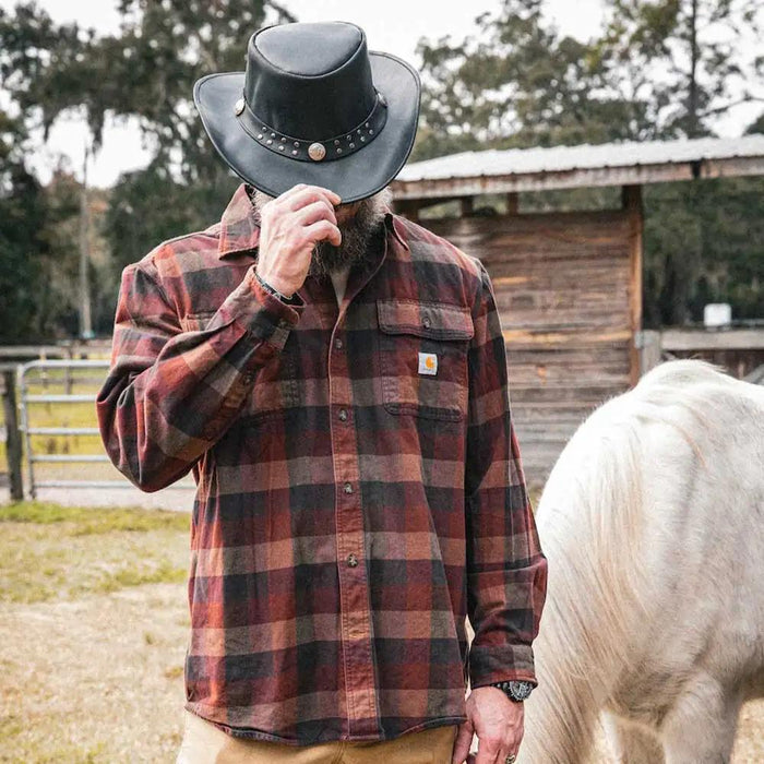 Rodeo - Men's Leather Cowboy Hat with Studded Concho Band