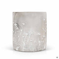 Round Cement Planter with Embossed Flowers 6.7 inch