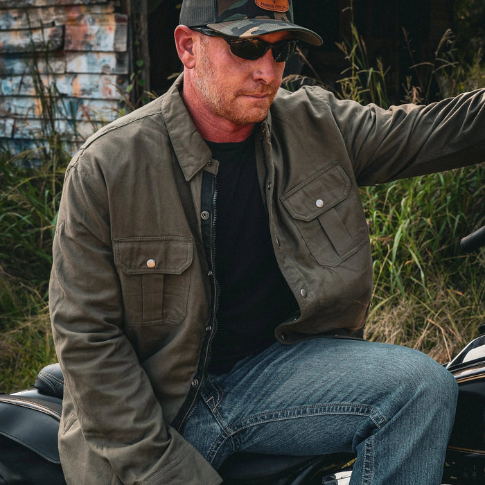 Sargeant - Men's armored Motorcycle Flannel Shirt (Green)