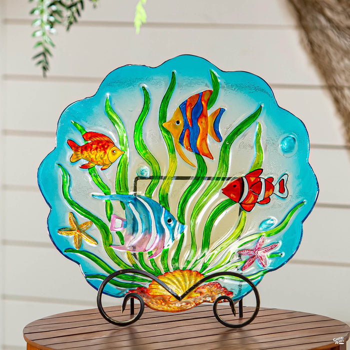 Sea Life Glass Bird Bath