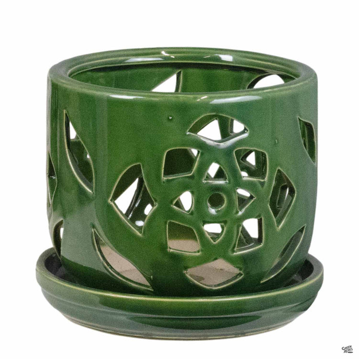 Shiny Orchid Pot Green