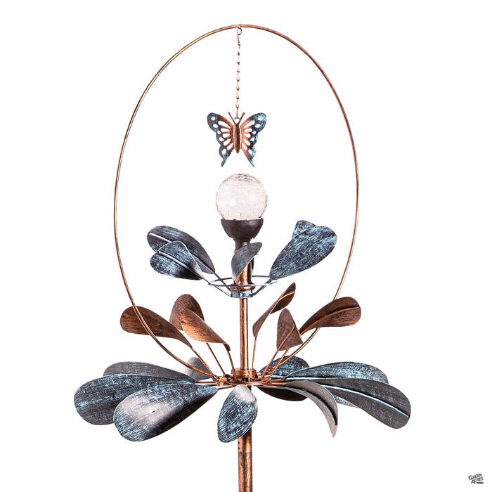 Evergreen Sphere Flower Solar Wind Spinner