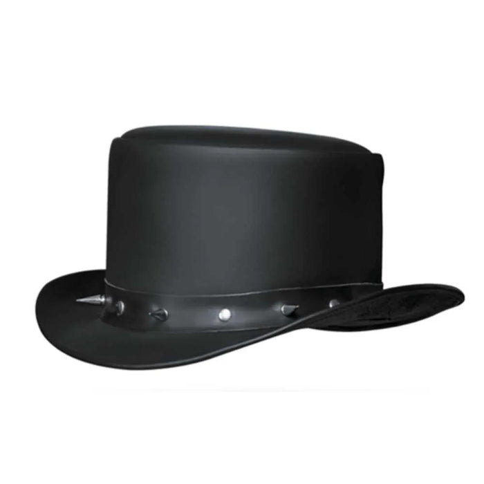 Spike - Men's Premium Leather Top Hat with Studded Band