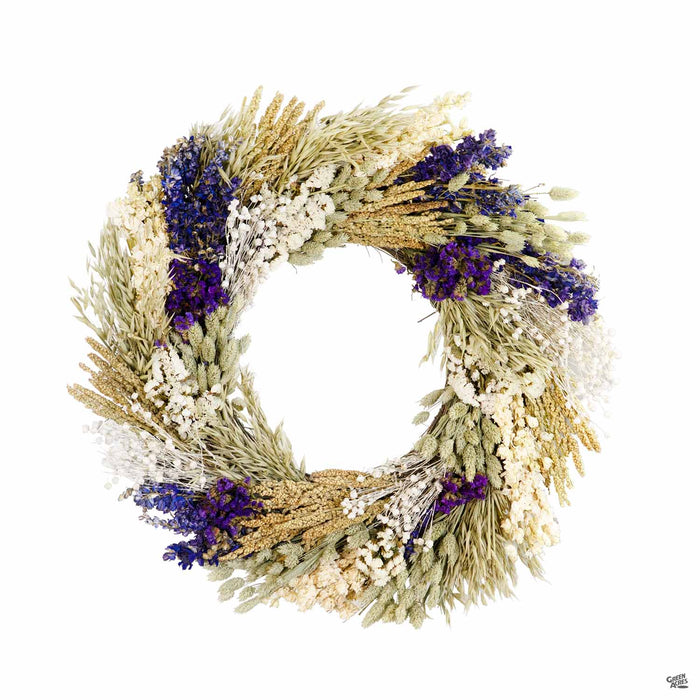 Purple and Sage Spring Dried Floral Wreath 18 inch