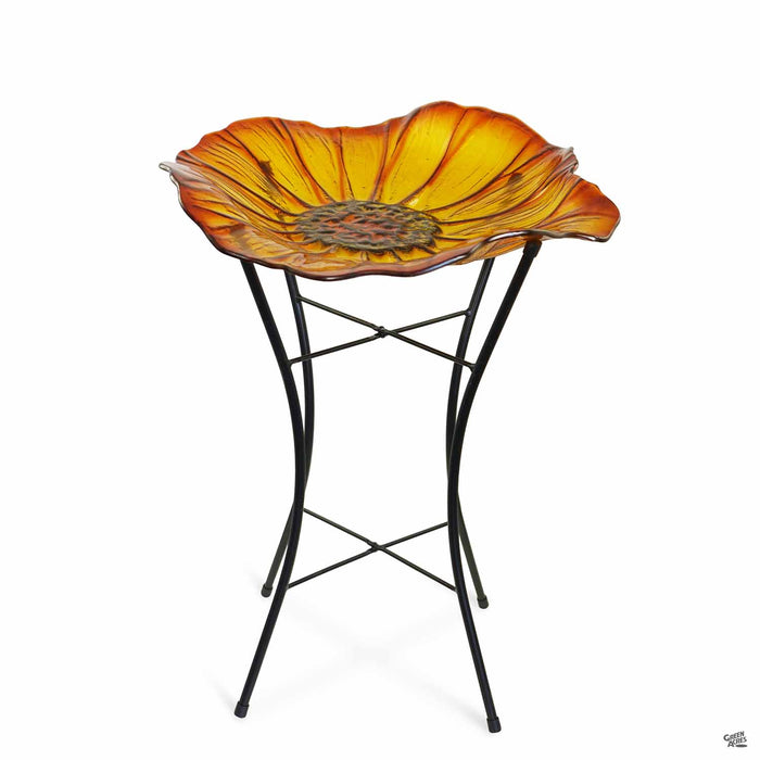 Sunflower Glass Bird Bath