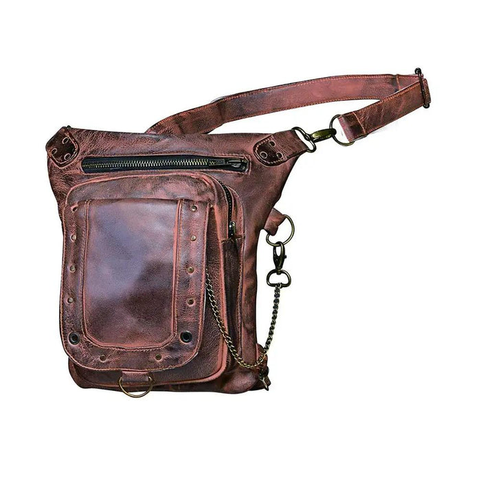 TAN - Ladies Leather Thigh Bag