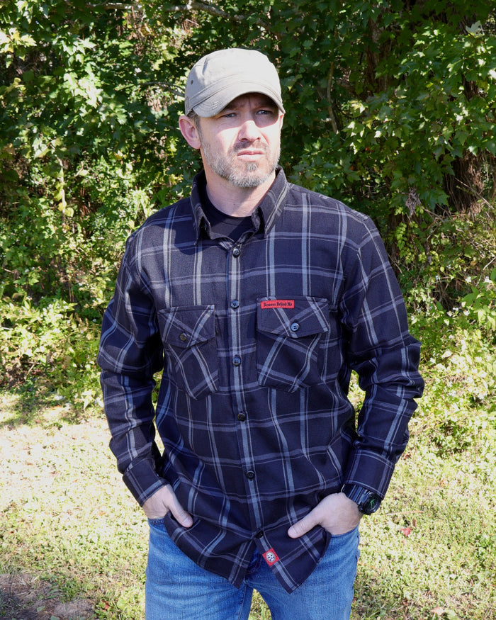 The "Gentleman" Black & Grey Flannel (Hidden Snap Collars)