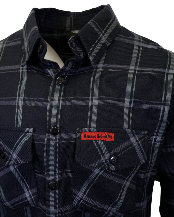The "Gentleman" Black & Grey Flannel (Hidden Snap Collars)