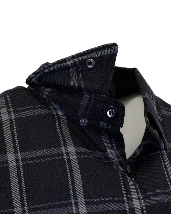 The "Gentleman" Black & Grey Flannel (Hidden Snap Collars)