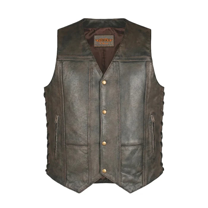 Toas - Men's Motorcycle Leather Vest (Brown)