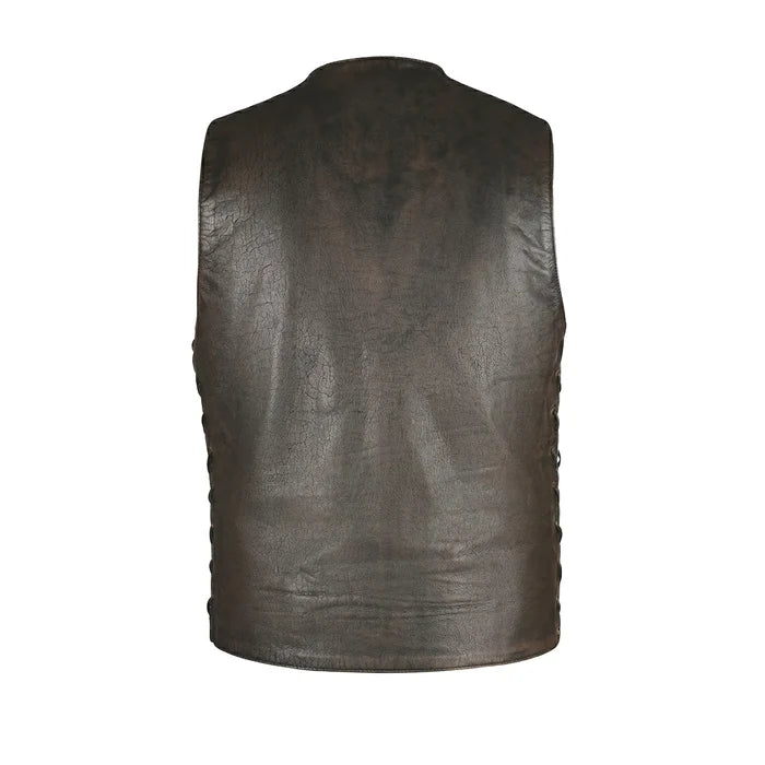 Toas - Men's Motorcycle Leather Vest (Brown)
