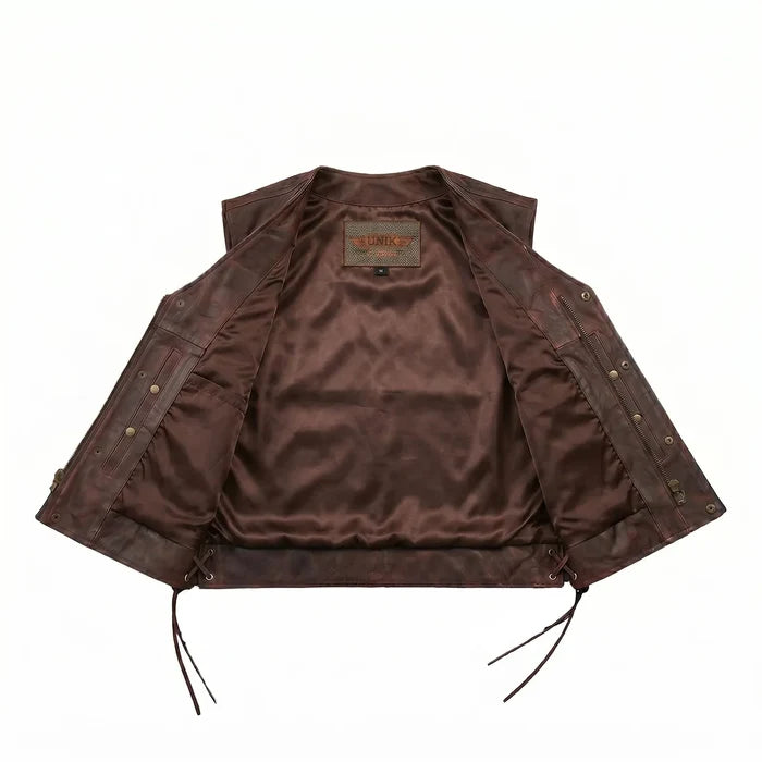 Toas - Men's Motorcycle Leather Vest (Brown)