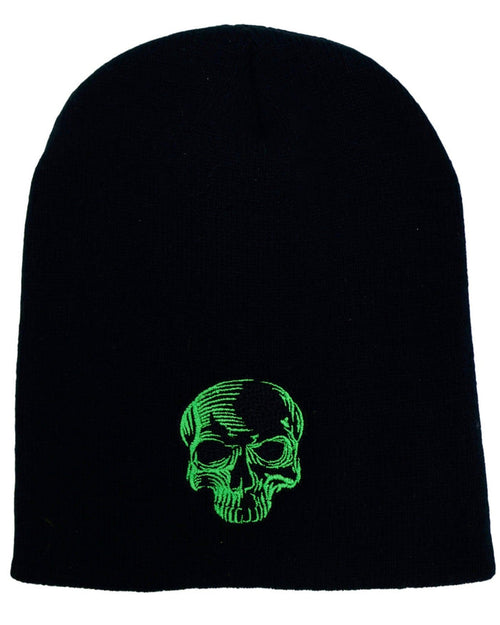 "Toxic" Green Skull Beanie