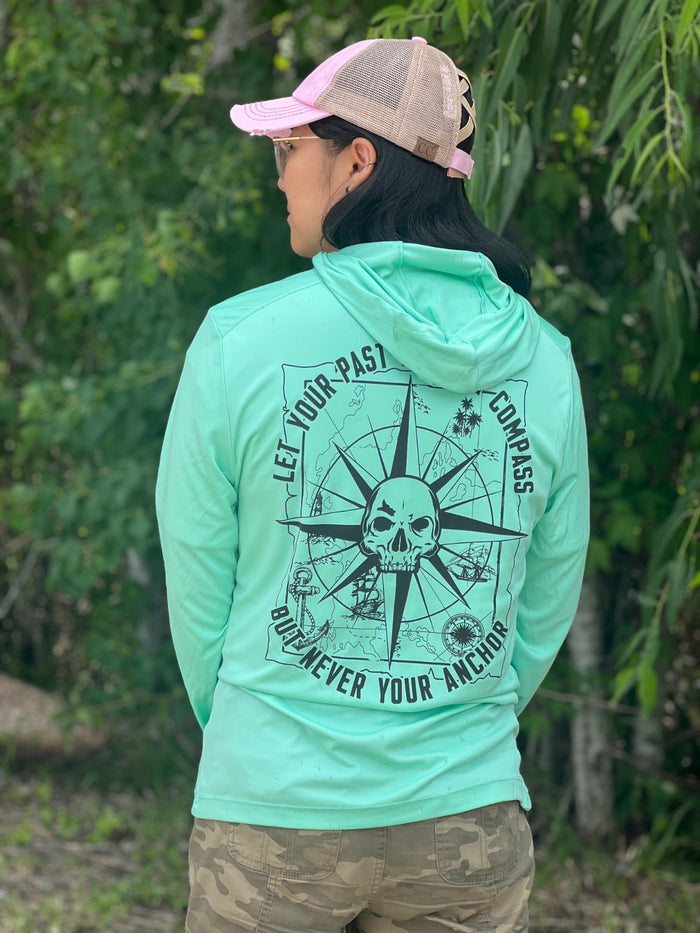 Unisex Nautical Compass Hooded UV Long Sleeve Tee