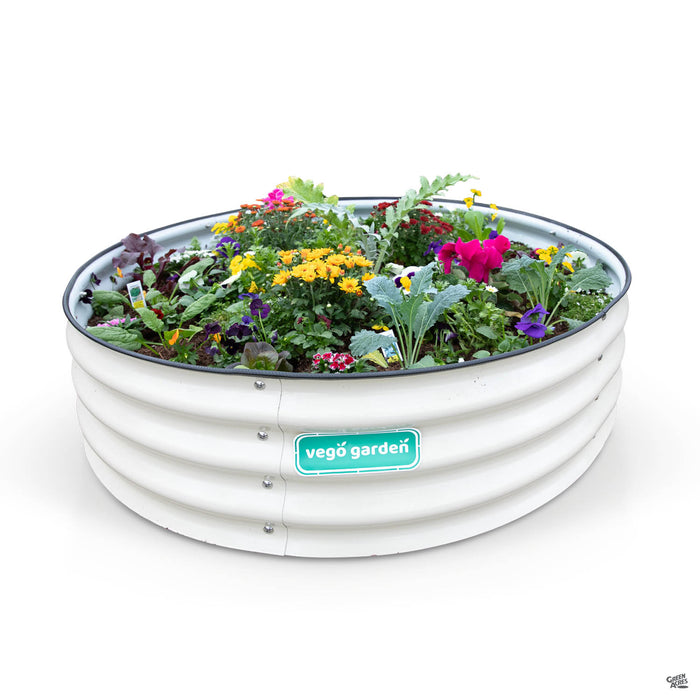 Vego Round Raised Bed White 48 inch diameter by 11 inch tall