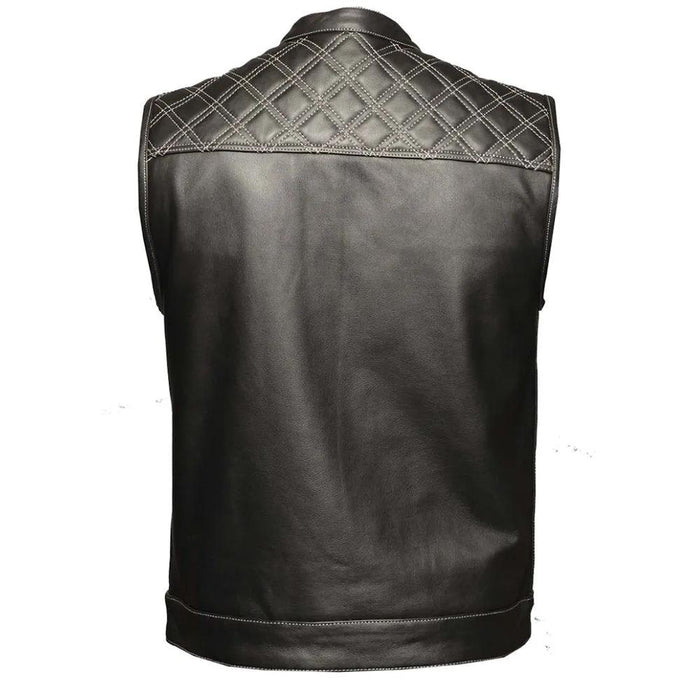 White Diamond - Men's Club Style Leather Motorcycle Vest