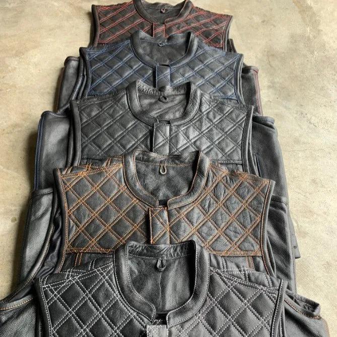 White Diamond - Men's Club Style Leather Motorcycle Vest