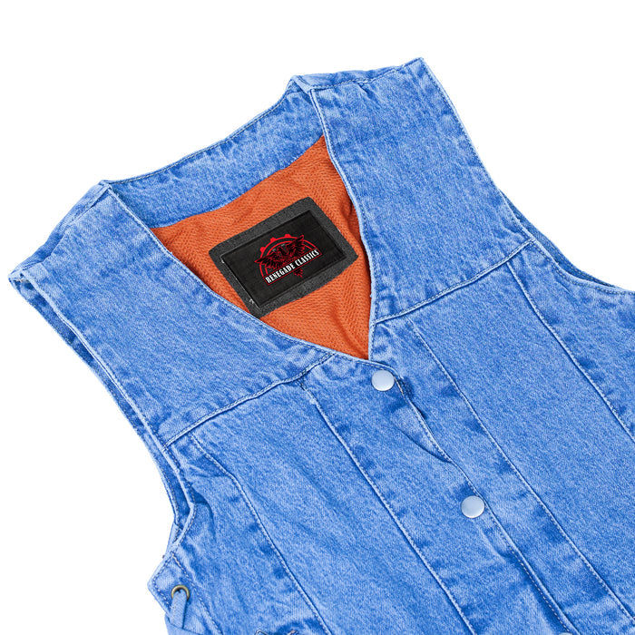 Women's 6 Pocket Denim Utility Vest - Blue