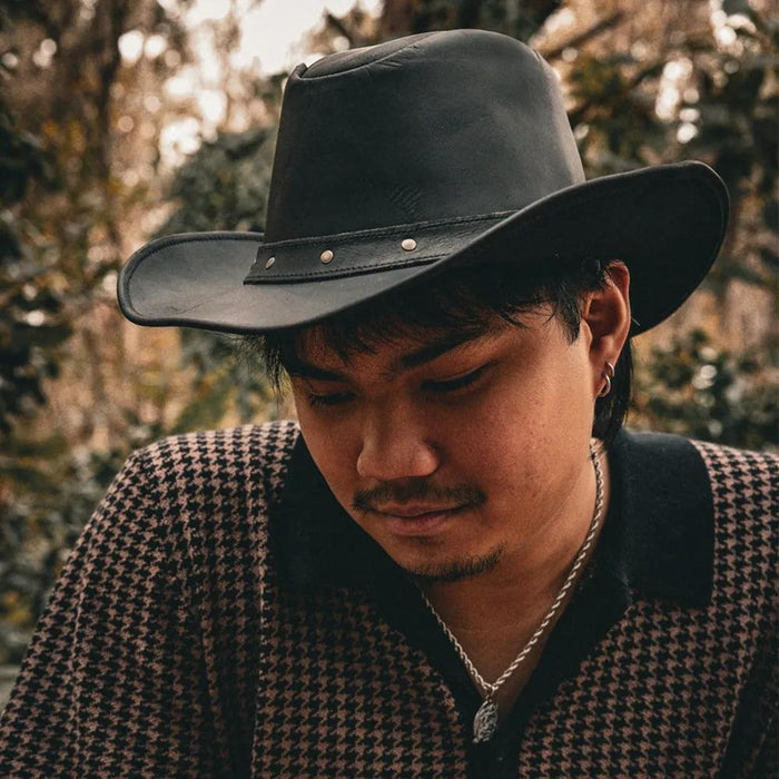 Yellowstone - Men's Leather Cowboy Hat with Studded Band